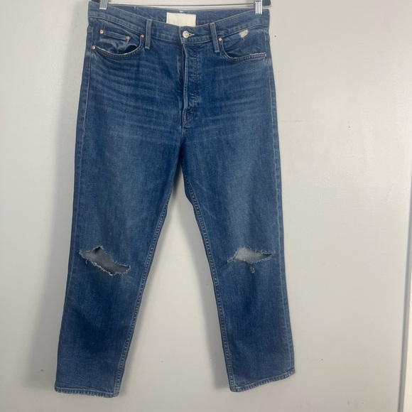 Mother The Tomcat Distressed Crop Jeans in Playing with Scissors size 32 - Picture 3 of 11